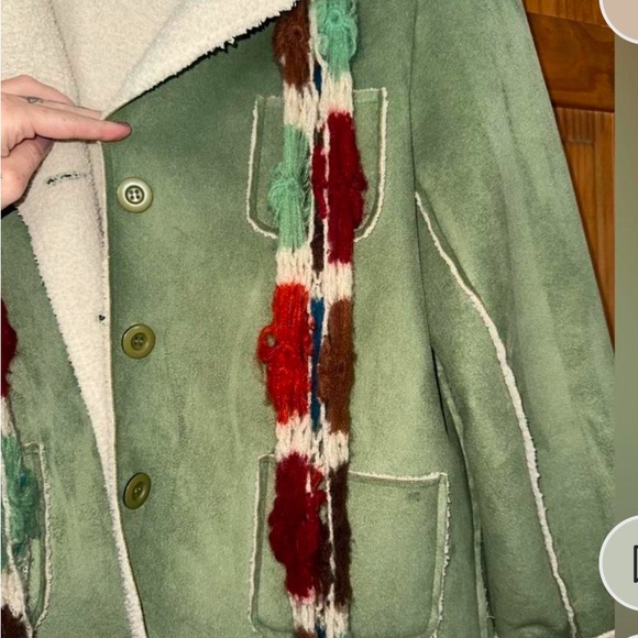 Vintage beautiful green suede jacket with shearling lining. Size L - Picture 4 of 5